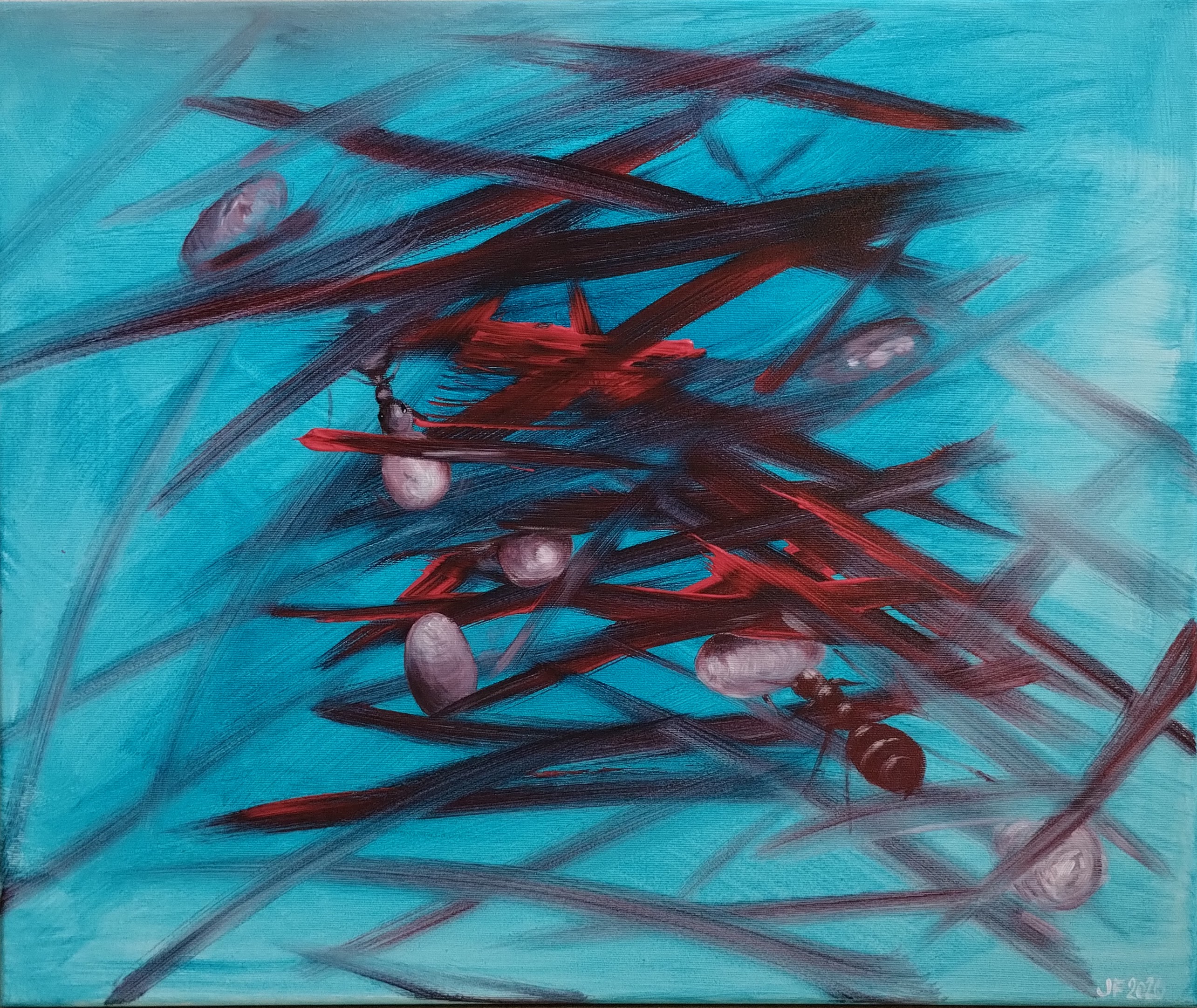 V mraveništi I, akryl na plátně 60 x 50 cm