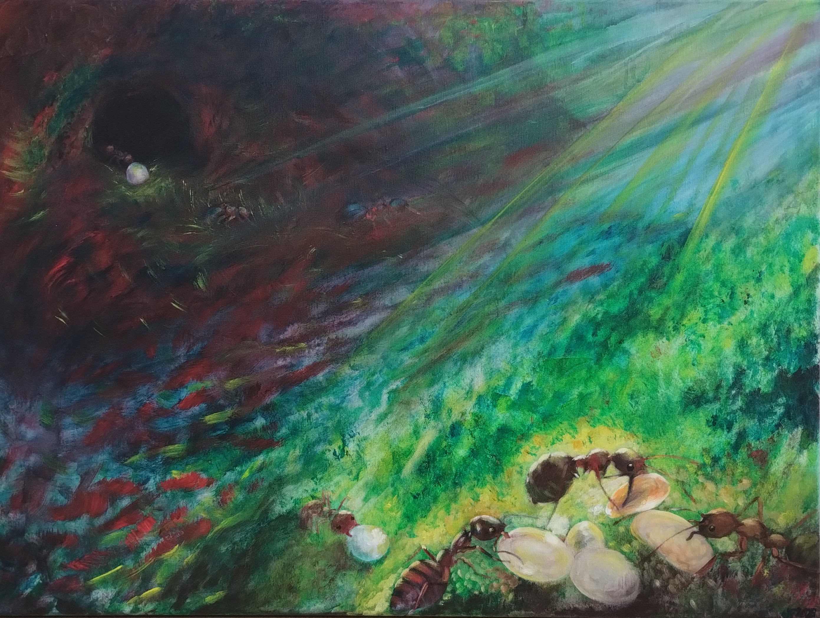 Péče, akryl na plátně 80 x 60 cm