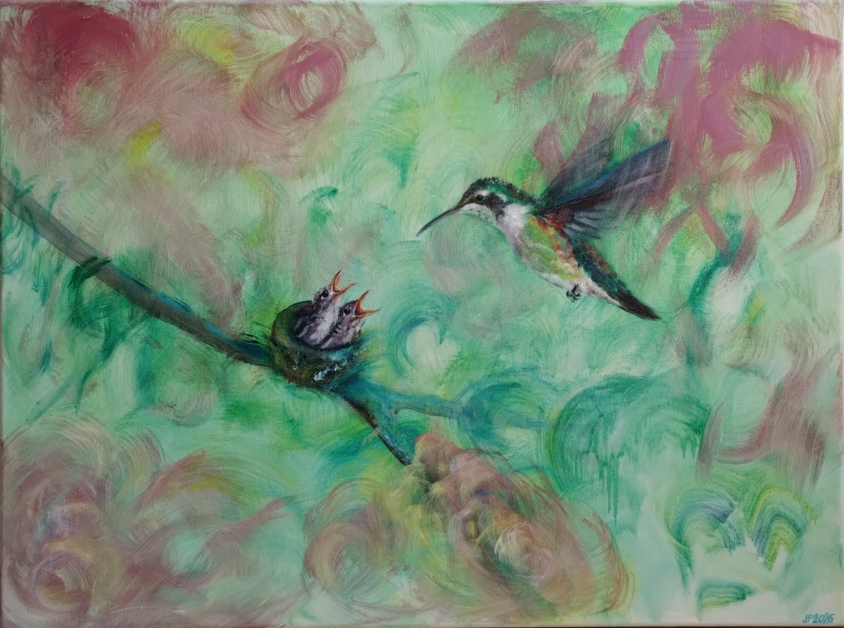 Život v letu, akryl na plátně 80 x 60 cm