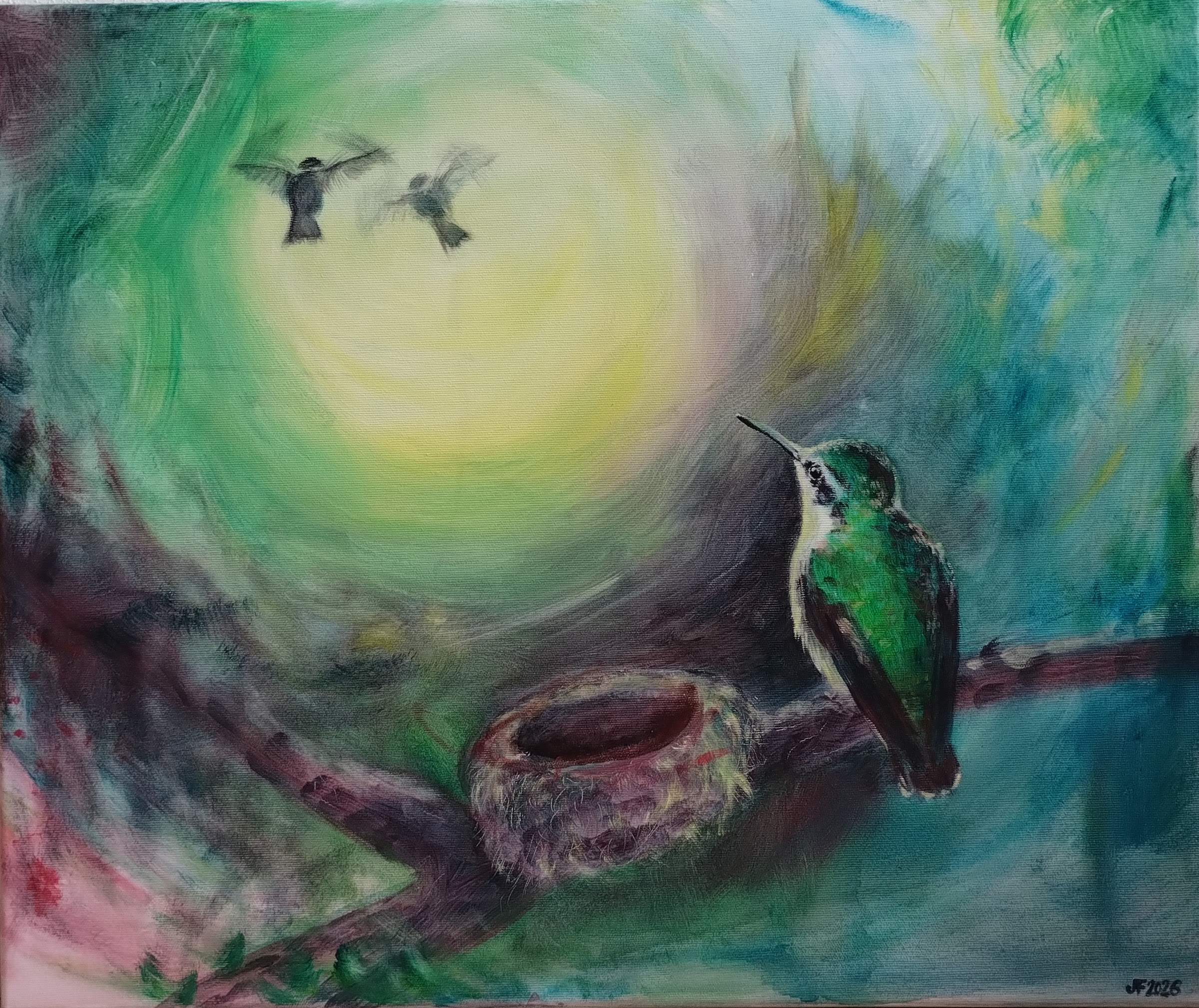 Splněné poslání, akryl na plátně 60 x 50 cm