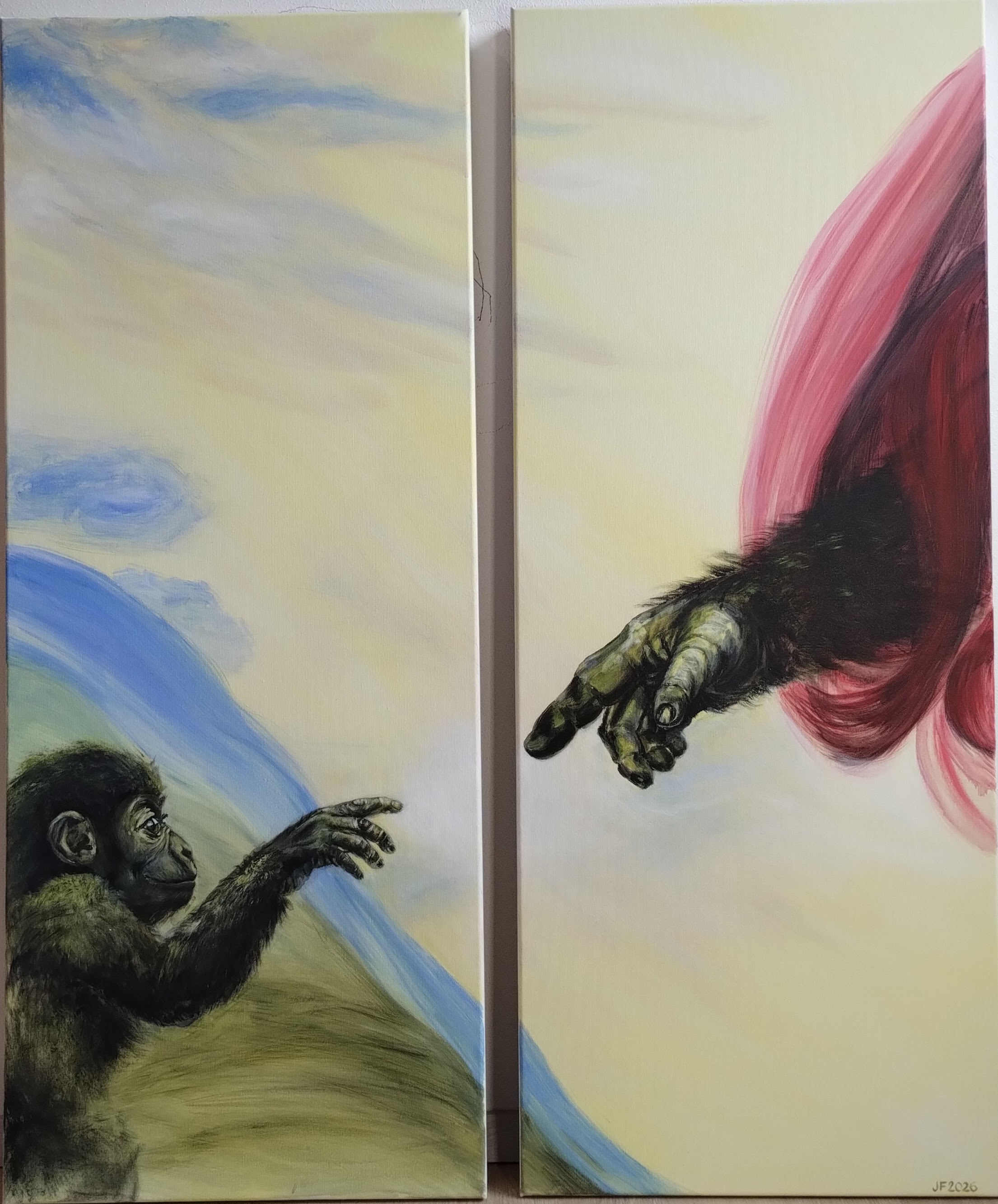 Genesis, Akryl na dvou plátnech o velikostech 40 x 100 cm